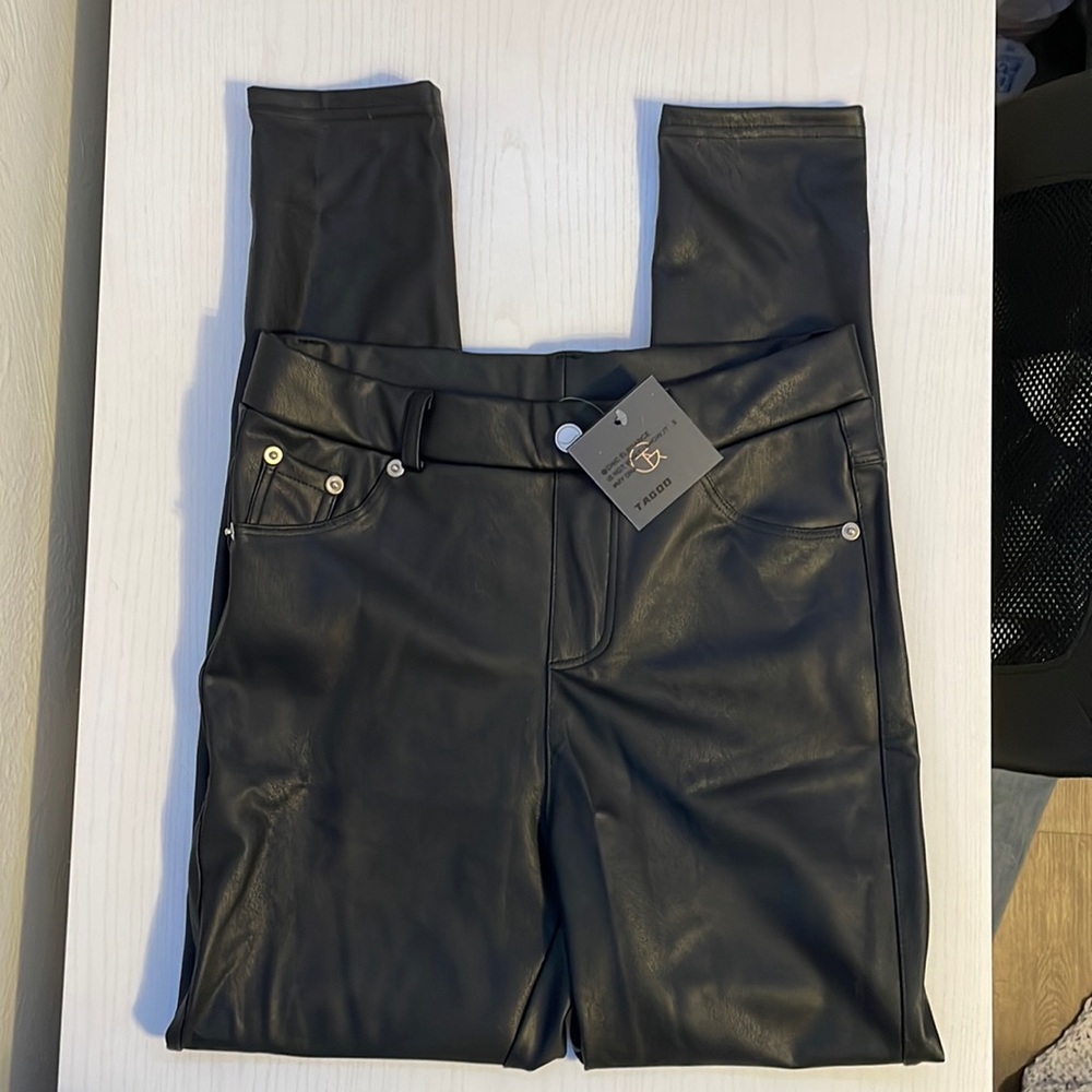 High rise leather pants